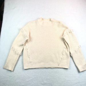 MICHAEL Michael Kors Sweater Womens Large Ivory Dropped Shoulder Boho Academia